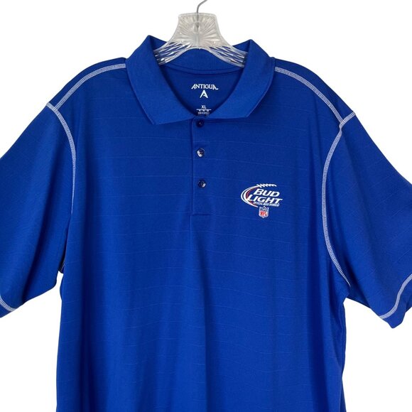 Antigua Golf Polo Shirt Bud Light Mens XL Blue Work Shirt - Picture 3 of 7
